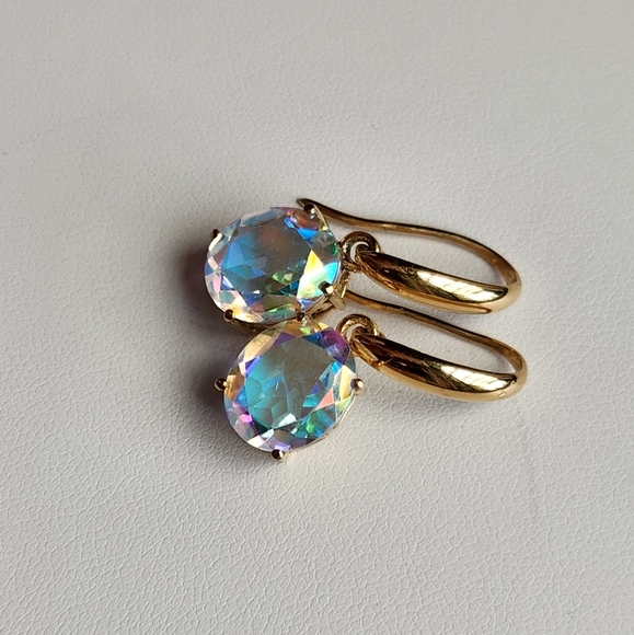 Simulated Aurora Borealis Dangle Earrings - Picture 6 of 7